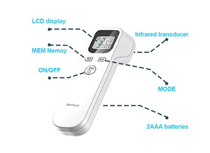 Digital Infrared Non-Contact Thermometer, Forehead Thermometer for Adults and Babies, MDT-90C